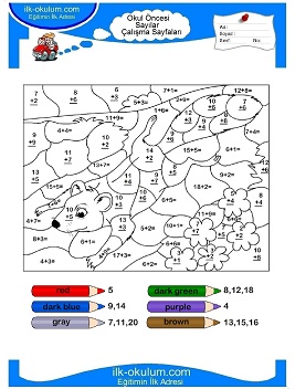 Çocuklar İçin Sayılar Çalışma Sayfaları 